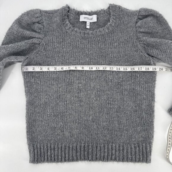 DEREK LAM 10 CROSBY Size Large Gray Puff Sleeve Alpaca Wool Blend  Sweater - Picture 6 of 8